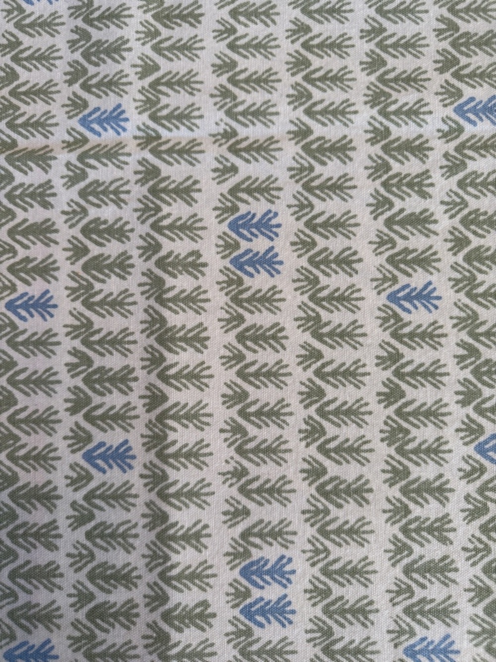 Green and Blue Leaf Print Cotton Fabric
